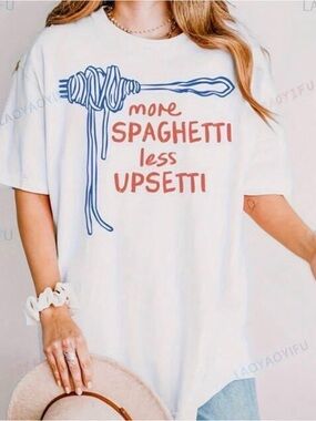 Graphic Tee - More Spaghetti Less Upsetti - Cream women T-Shirt